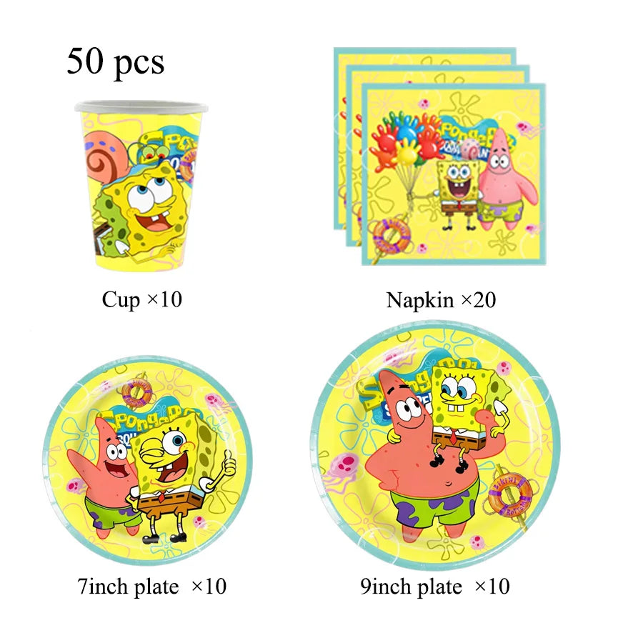 Tema Spongebob Decorazioni Festa Di Compleanno Set Usa E Getta Con Tovaglia Piatti Bicchieri Banner Bomboniere
