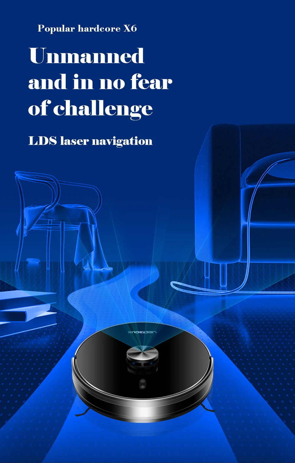 (codice promozionale:AEAE10) Liectroux Robot aspirapolvere, navigazione Laser, aspirazione 6500pa, mappa Multi-pavimento, straccio bagnato a forma di Y, zona No-Go APP personalizzata,