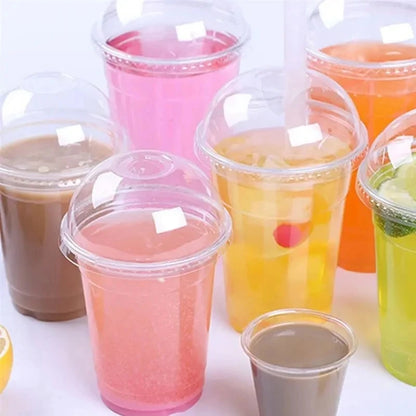 Bicchieri Di Plastica Trasparenti Con Coperchio Usa E Getta Per Bevande Capacità 460 O 600 Ml Set Da 40 E 50 Pezzi