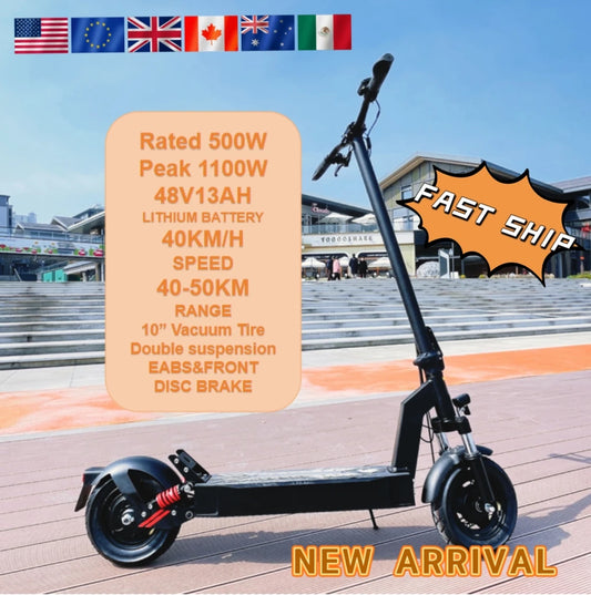 Scooter Elettrico Fat Tire Offroad 500W Freno A Disco Pieghevole Autonomia 40-60 Km 48V 36V 13Ah