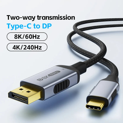 Cavo USB C a DisplayPort 2.1 8K60Hz 4K144Hz Thunderbolt 4 e 3 Tipo C a DP per MacBook Proiettore