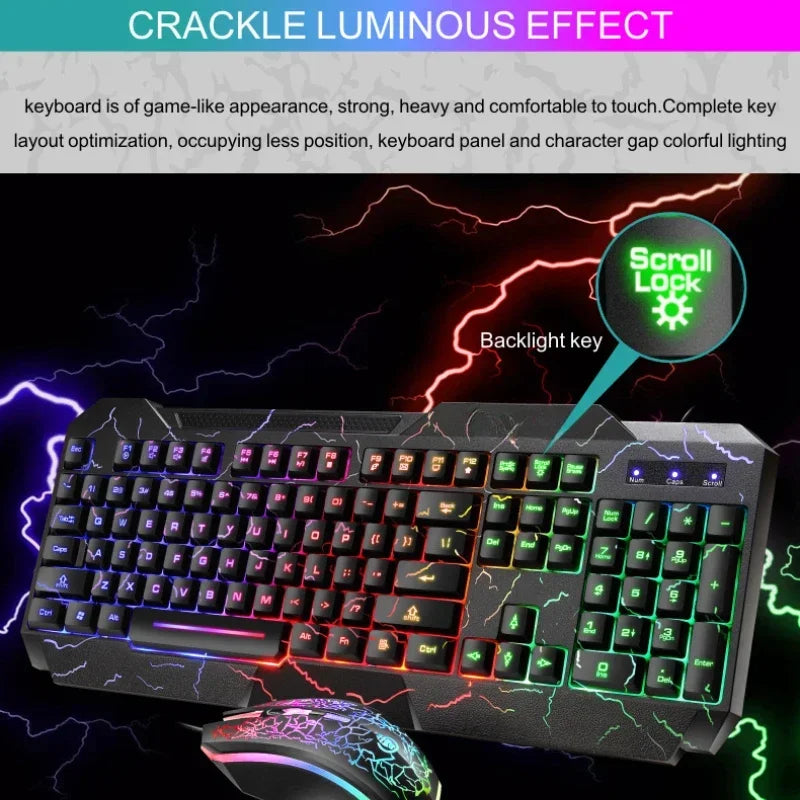 Combo Tastiera Meccanica Da Gaming Cablata Con Led Retroilluminata E Mouse Incluso