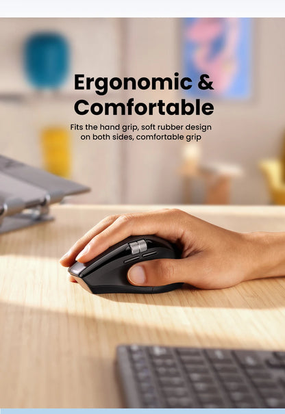 Mouse Senza Fili Ergonomico con DPI 5000 Bluetooth 5.4 e 2.4 GHz MacBook Tablet Laptop PC