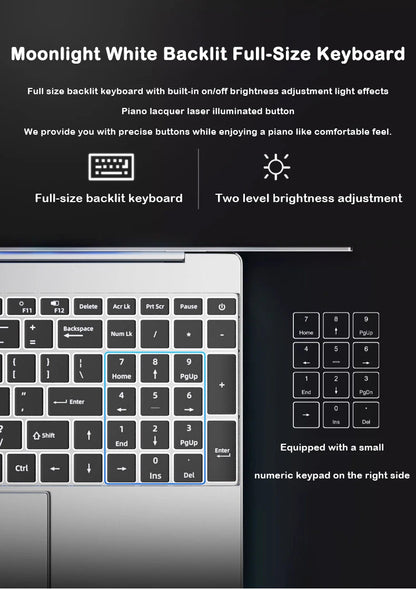 LENO NUOVO Laptop da 15.6 pollici Intel Core i9-9900 32GB 2TB Windows 11 Computer da gioco PC Gamer per ufficio Notebook ultra sottile 1920*1080 HD