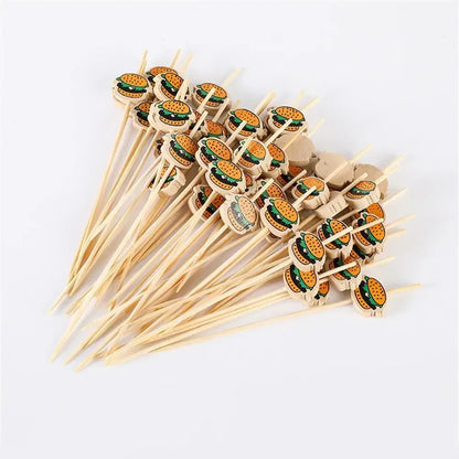 Forchette Di Frutta In Bamboo Usa E Getta 100 Pz Ecologiche Per Buffet Cerimonie Feste
