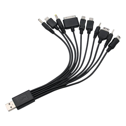 Cavo USB 10 in 1 con porte multiple, cavo di ricarica universale per telefono, cavo di ricarica per iPhone, Nokia, Sony, iPod.