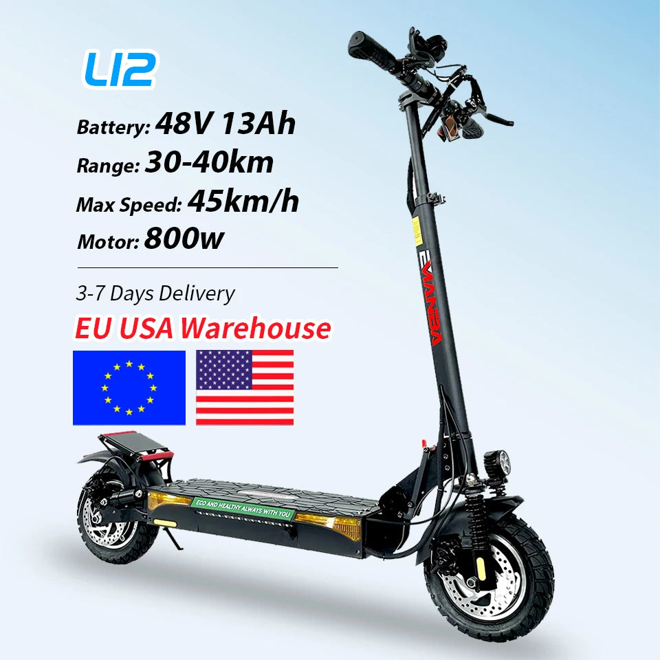 L10 Pro Scooter Elettrico 800W Motore 48V16Ah Autonomia 40-60Km Pieghevole Per Adulti Velocità Massima 45Km/h