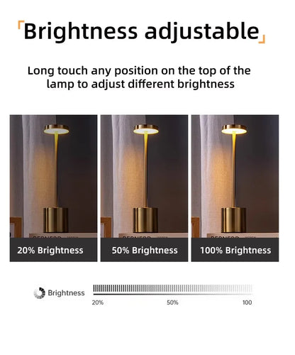 Lampada Da Tavolo Led Ricaricabile Portatile Con Controllo Touch Tre Colori Regolabile Per Camera