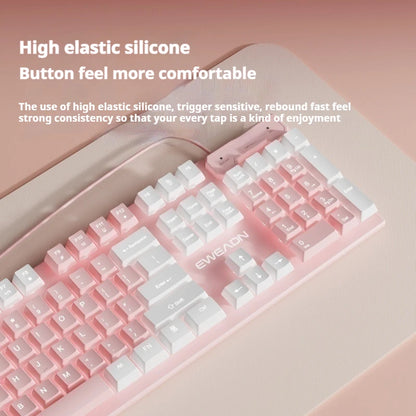 EWEADN GX320Z Tastiera da ufficio silenziosa rosa, digitazione silenziosa cablata USB per PC/laptop Windows, ufficio e giochi, ergonomica, confortevole