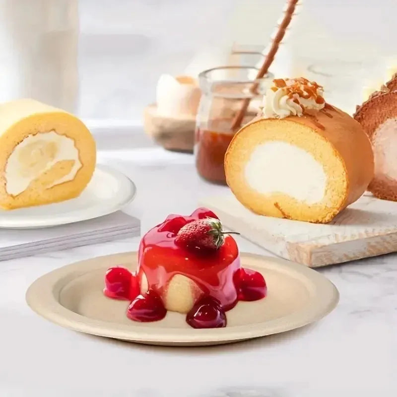 Set Da 50 Piatti Circolari Usa E Getta In Carta Naturale Per Barbecue Pasta Insalata Dessert