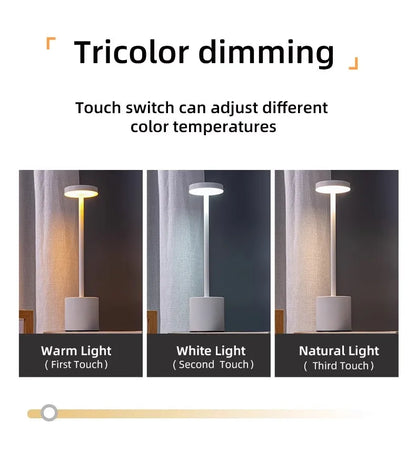 Lampada Da Tavolo Led Ricaricabile Portatile Con Controllo Touch Tre Colori Regolabile Per Camera