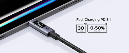 Cavo USB-C PD3.1 240W Ricarica Veloce e Trasferimento Dati, Corpo in Alluminio Nylon Intrecciato