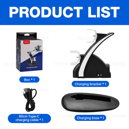 Doppia stazione di ricarica rapida per controller wireless PS5 Gamepad Type-C Base per supporto dock per caricabatterie LED per accessori PlayStation 5