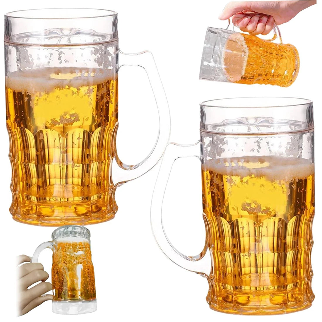 Tazza Da Birra Doppio Strato Realistica 400 Ml In Plastica A Due Piani Per Casa Moderna