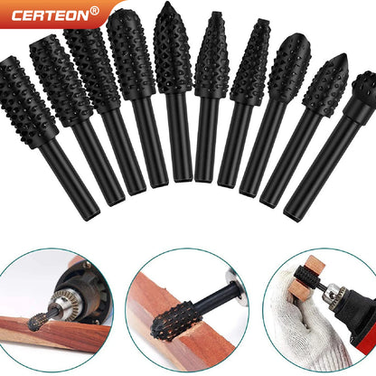 Set Da 5 Raspe Rotative Per Intaglio Del Legno Frese Per Trapano In Acciaio Ad Alto Tenore Falegnameria Utensili Diy