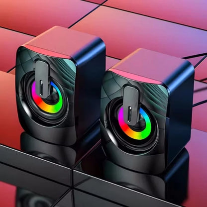 Altoparlanti per Computer, Sound Box PC HIFI Stereo con Microfono e Luce LED per Desktop, Altoparlanti RGB per Gaming con Audio Surround