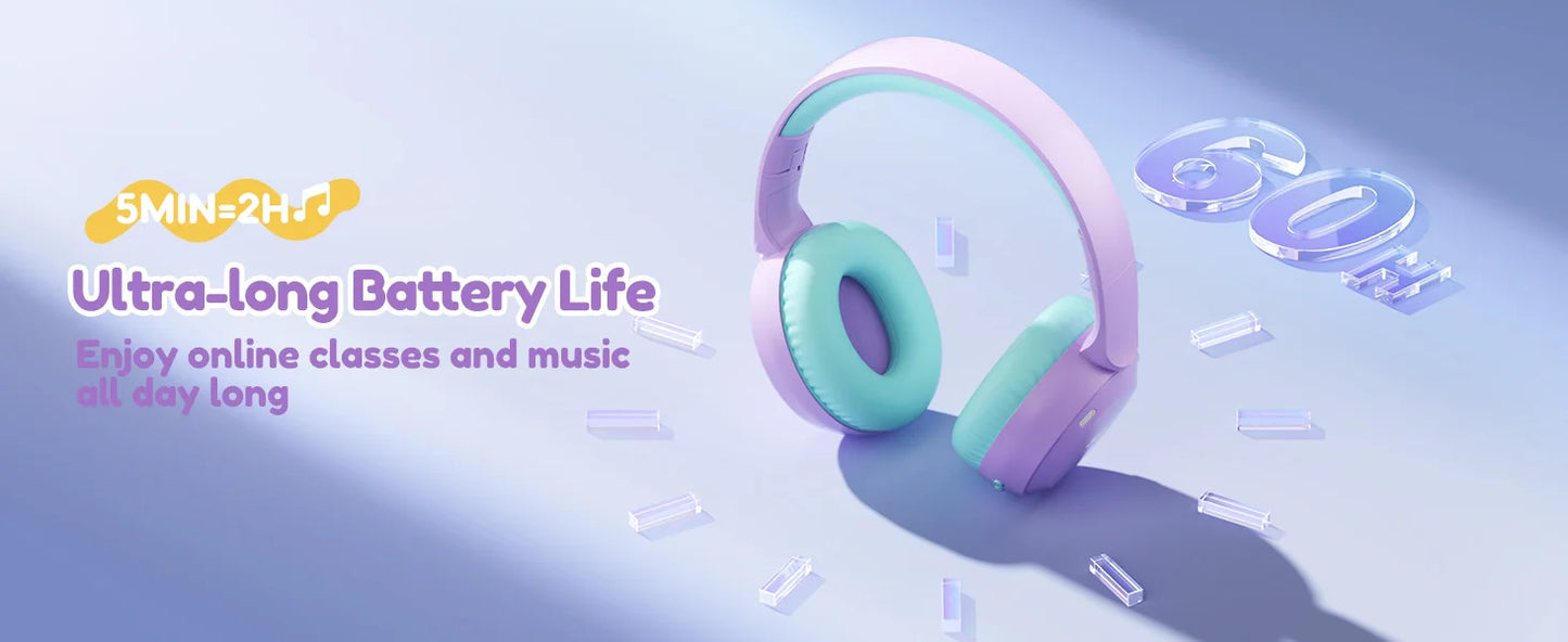 Cuffie Bluetooth 6.0 Per Bambini, Volume Limite 85/94 dB, Leggere, Wireless Over Ear Con Microfono Integrato