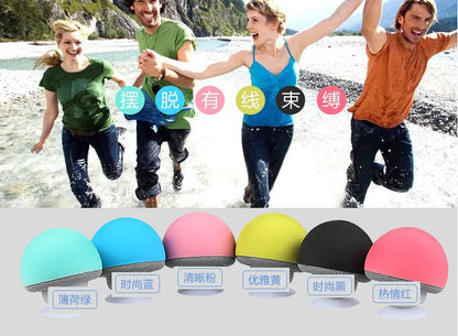 Mini Altoparlante Bluetooth Rosa Portatile Con Design Funghetto E Supporto Ventosa Per Telefono E PC
