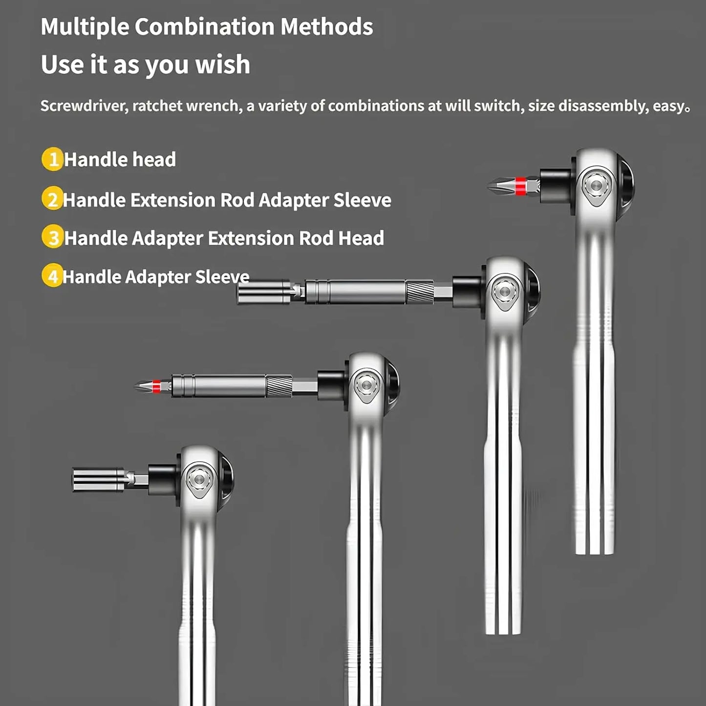 Set Cacciaviti Cricchetto Magnetici 40 in 1 con Manico Rimovibile Testa a 180 Gradi per Riparazioni Elettroniche