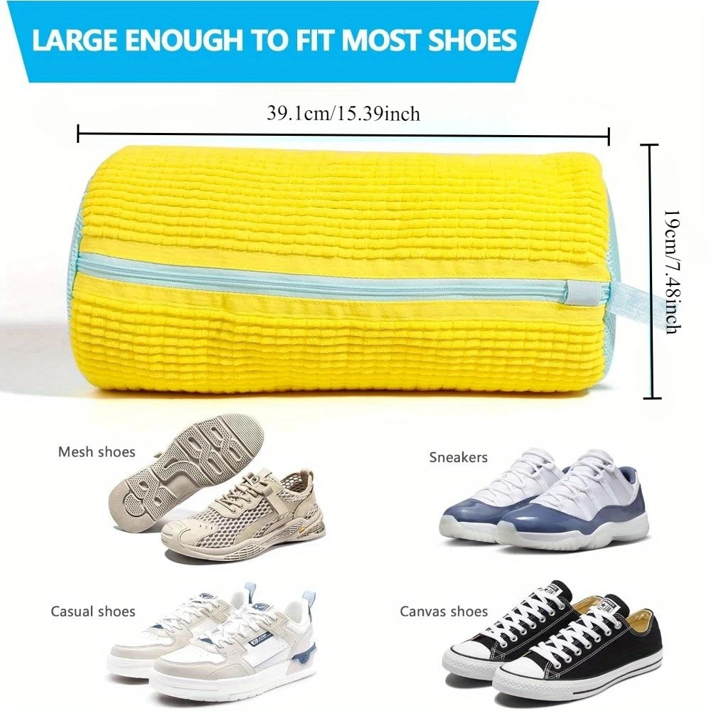 Borsa Gialla Per Lavatrice Resistente Con Cerniera Blu Ideale Per Scarpe Da Ginnastica