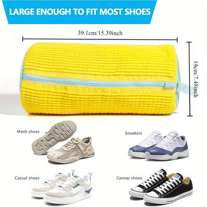 Borsa Gialla Per Lavatrice Resistente Con Cerniera Blu Ideale Per Scarpe Da Ginnastica