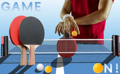 Set Da Ping Pong Portatile Con Rete Retrattile E Borsa Per Il Trasporto Quaranta Palline Per Interni Ed Esterni