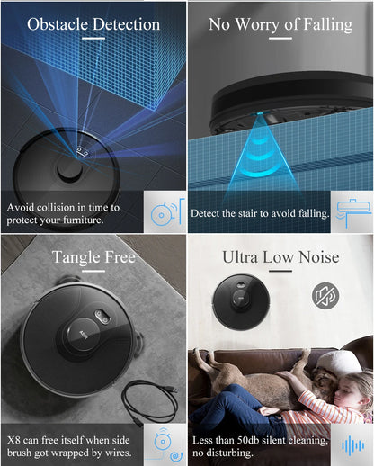 Aspirapolvere Robot Abir X8 con Laser Mappatura LiDAR SLAM e Zone Pulizia Multiplano