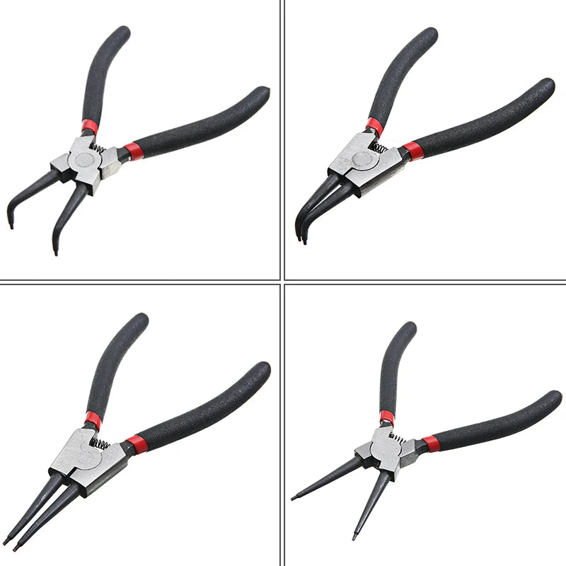 Set 4 Pinze Per Anelli Elastici 7 Pollici Pinze A Becchi Lunghi Interni Esterni Rimozione E Fissaggio