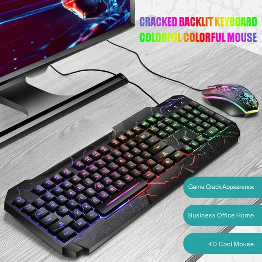 Combo Tastiera Meccanica Da Gaming Cablata Con Led Retroilluminata E Mouse Incluso