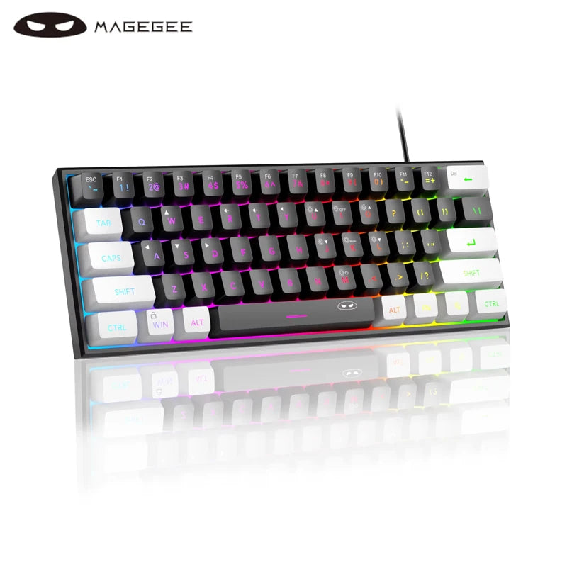 Tastiera Da Gioco MageGee Mini 60 Per Cento Con 61 Tasti Retroilluminata Rgb Ergonomica Impermeabile TS91