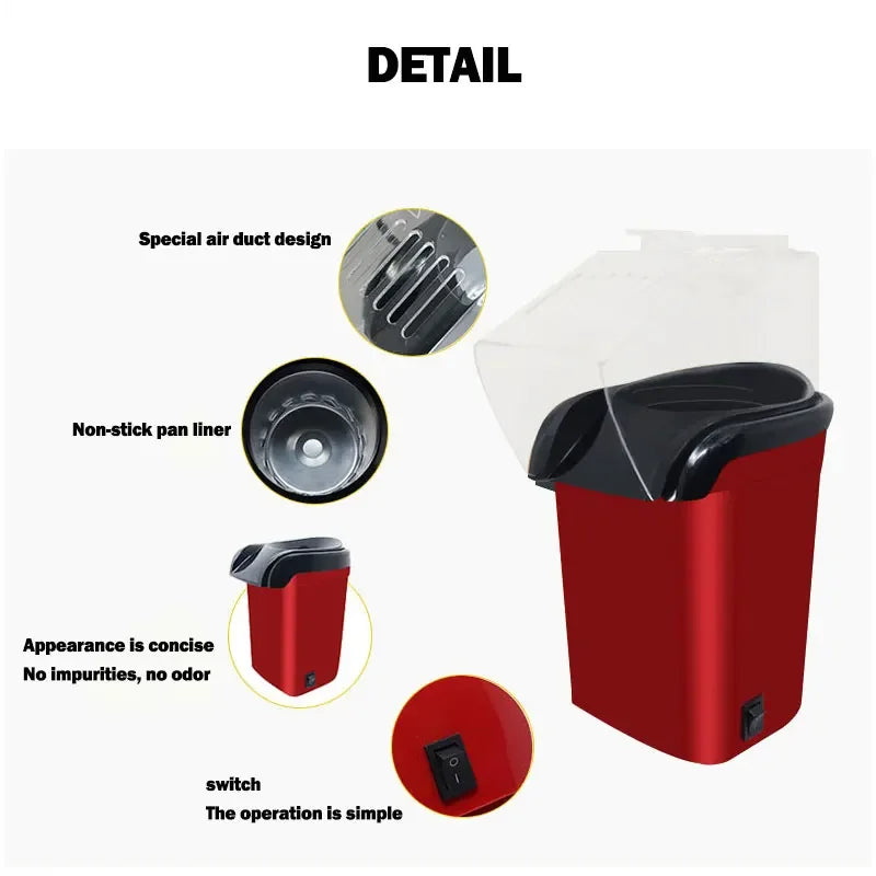 Macchina Popcorn Automatica Uso Domestico Impianto Cucina 1200 W CE Facile Da Usare
