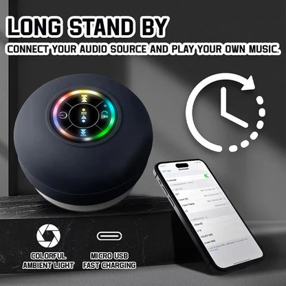 Famiglia portatile senza fili Bluetooth ventosa impermeabile LED piccolo altoparlante per auto bagno telefono cellulare ascolto musica stereo