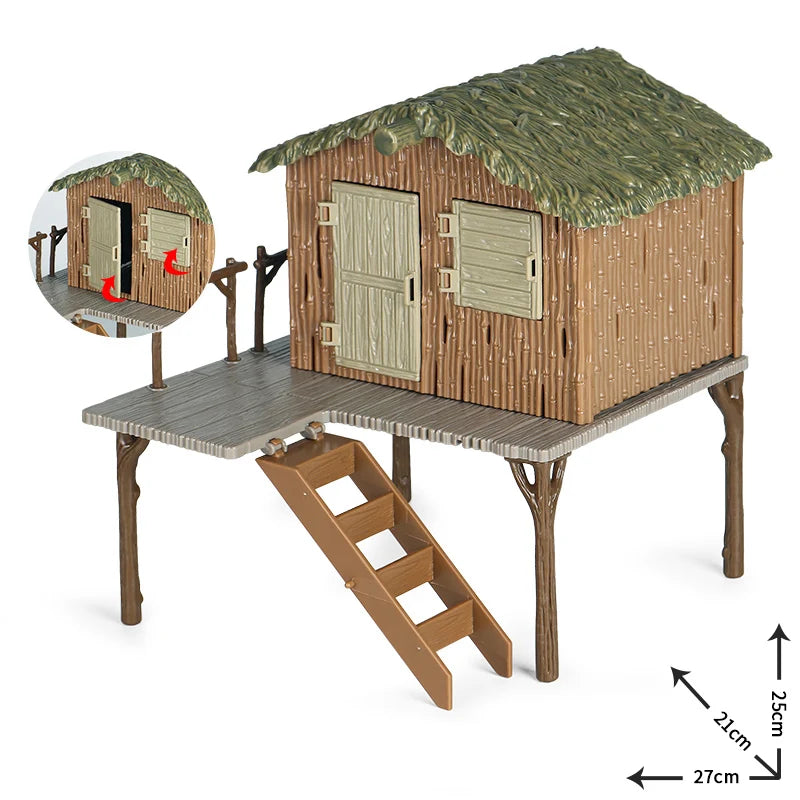 Oenux Farm House Modello Action Figures Agricoltore Moto Mucca Gallina Maiale Animali Set Figurine in miniatura PVC Simpatico giocattolo educativo per bambini