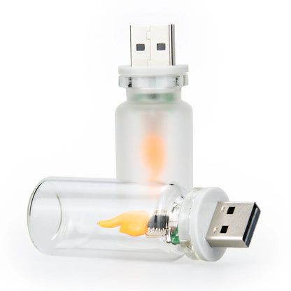 Candela LED USB Tremolante In Vetro Satinato, Luce Notturna Decorativa Per Casa Auto
