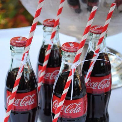 Cannucce Di Carta A Strisce Rosse Confezione Da 50 Usa E Getta Per Decorazioni Festive