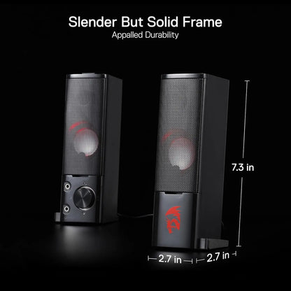 Redragon GS550 Barra Audio Per PC 2.0 Con Bassi Di Qualità E Retroilluminazione Rossa