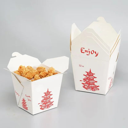 Secchi per alimenti da asporto da 32 OZ Scatola per alimenti per noodle Contenitori di carta premium perfetti per una varietà di feste di ristorazione di cibo caldo e freddo