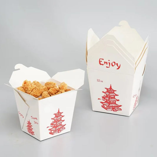 Secchi per alimenti da asporto da 32 OZ Scatola per alimenti per noodle Contenitori di carta premium perfetti per una varietà di feste di ristorazione di cibo caldo e freddo