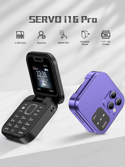 Telefono Cellulare Flip 2G Doppia SIM 1,77 Pollici Batteria 1000 mAh Lettore Video FM Jack Da 3,5 Mm