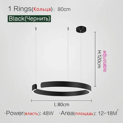 Lampada LED Circolare Sospesa Moderna Oro Rosa Bianco Nero Per Soggiorno E Sala Da Pranzo