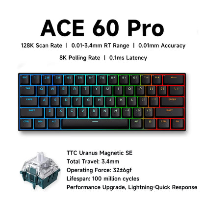 Mchose Ace 68 Tastiera Meccanica Con Interruttore Hall Magnetico Trigger Rapido Programmabile RGB 8K Hz