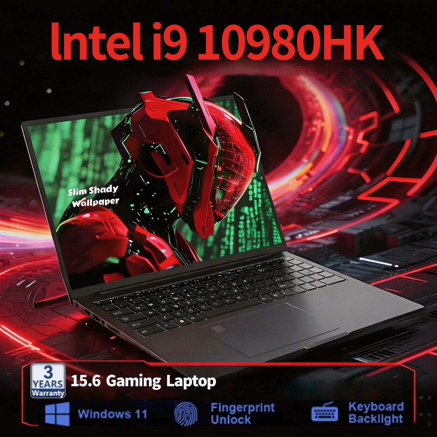 Computer portatile da 15.6 pollici con Intel Core i9 10980HK, Windows 11 Pro, 32GB di RAM, SSD da 512GB/1TB/2TB, notebook portatile per ufficio e studio.