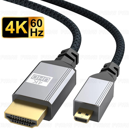 Cavo 4K Micro HDMI compatibile con HDMI per GoPro Hero Raspberry Pi 4 Sony A6000 Nikon Yoga 3 Fotocamera Micro HD a HDTV