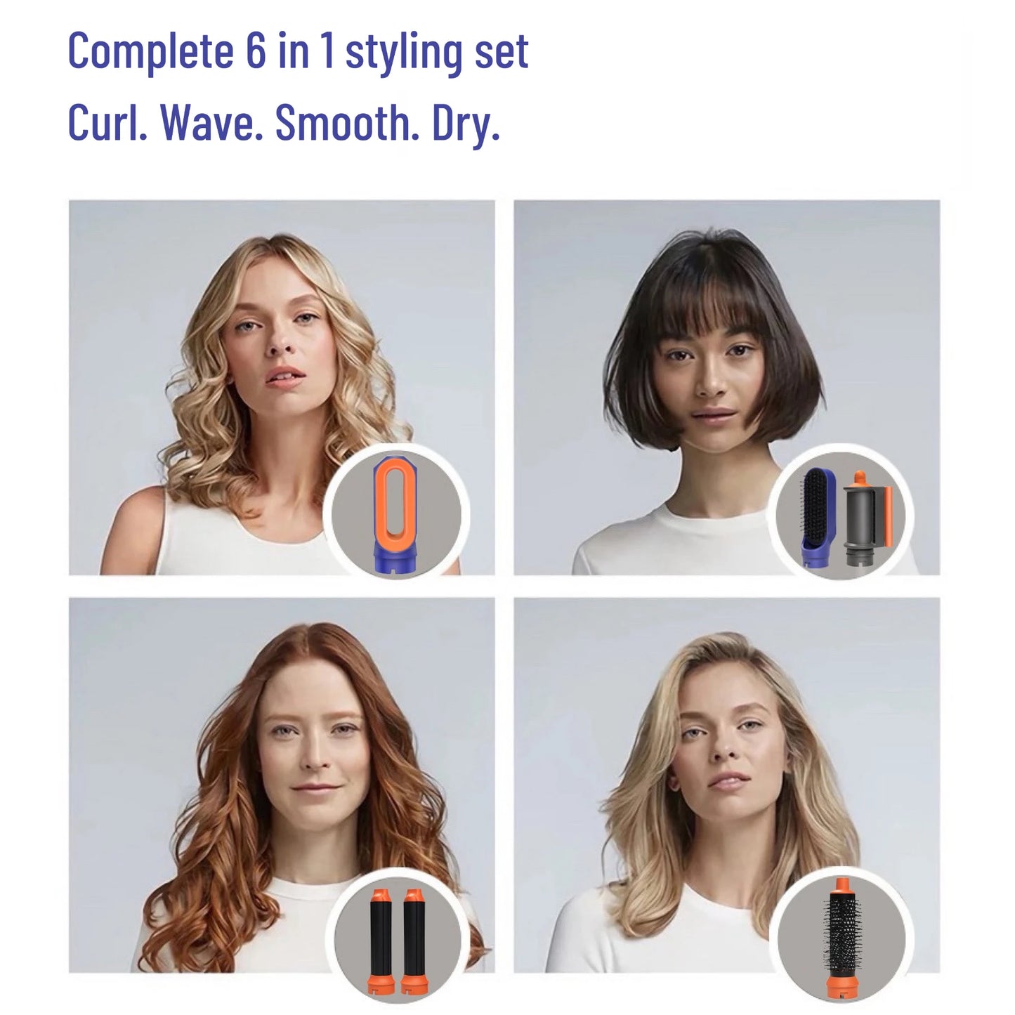 Styler per capelli 6 in 1 Nuovo asciugacapelli liscio per capelli styler per capelli 6 in 1 con barile di arricciatura Spazzola ad aria calda Strumento per lo styling MultiStyler