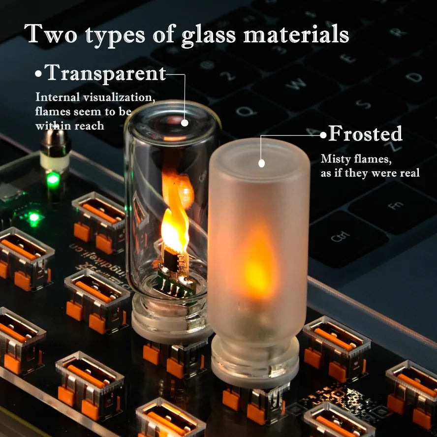 Candela LED USB Tremolante In Vetro Satinato, Luce Notturna Decorativa Per Casa Auto