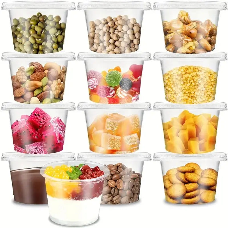 Set Da 50 Bicchieri Di Plastica Con Coperchi Da 5,5 Oz Per Bevande Gelato Zuppe Snack E Dessert