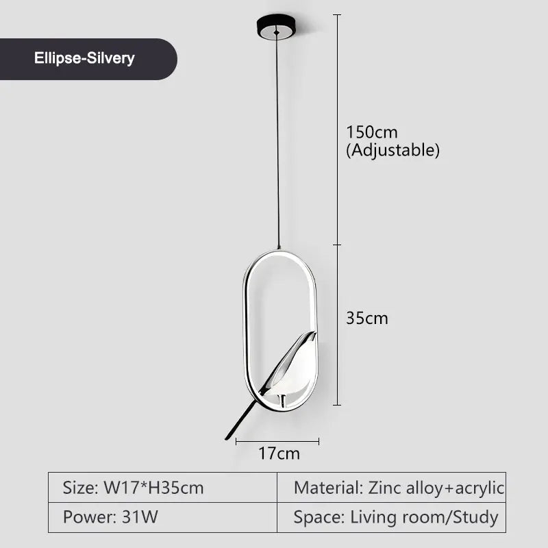 Lampada Sospensione Led Argento Dorato Interni Design Moderno Per Letto e Soggiorno Alimentazione AC 85 265 Volt