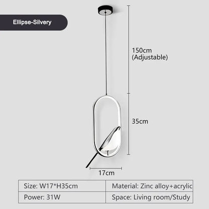 Lampada Sospensione Led Argento Dorato Interni Design Moderno Per Letto e Soggiorno Alimentazione AC 85 265 Volt
