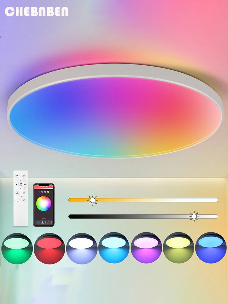 Plafoniera Led Dimmerabile con Controllo Remoto Rgb Bluetooth Tuya per Interni Alexa