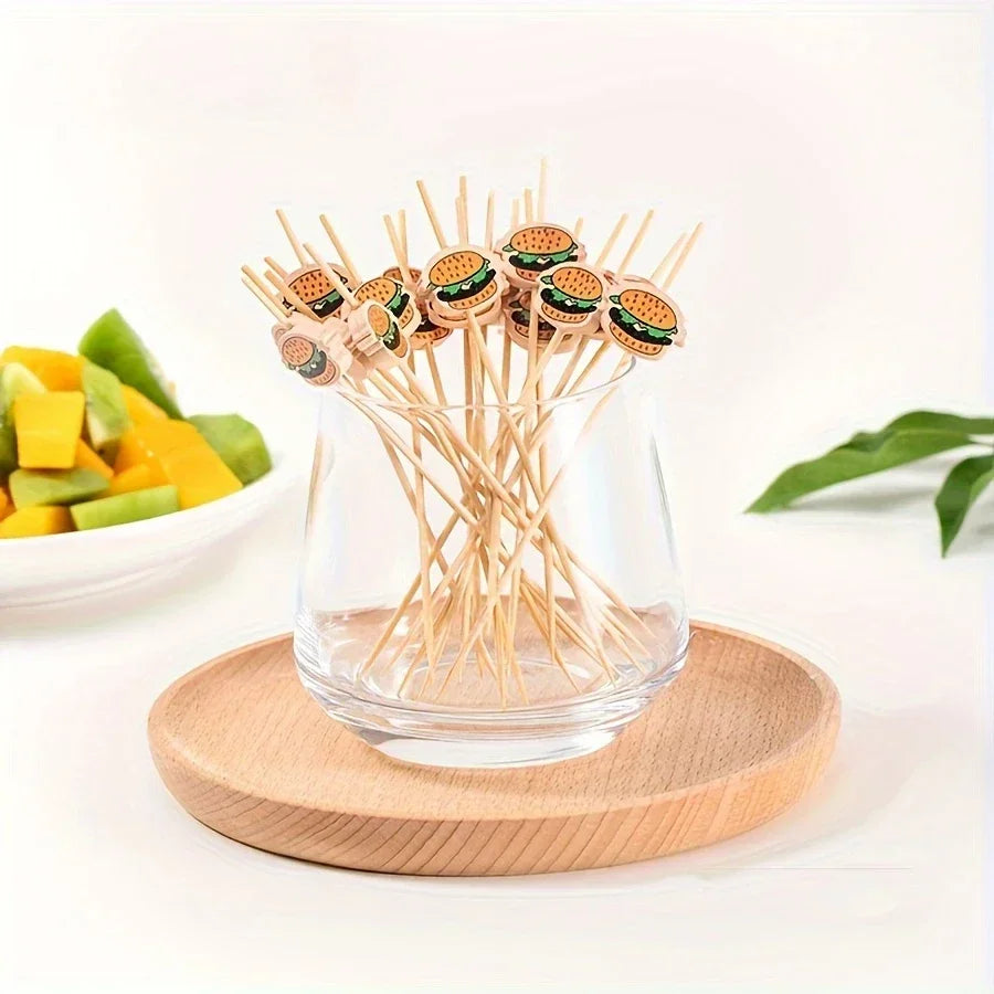 Forchette Di Frutta In Bamboo Usa E Getta 100 Pz Ecologiche Per Buffet Cerimonie Feste
